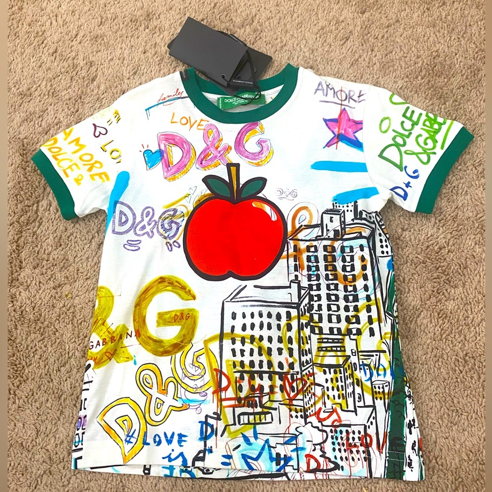 Dolce&Gabbana 2018 White Multi Big Tee’s for Kids!